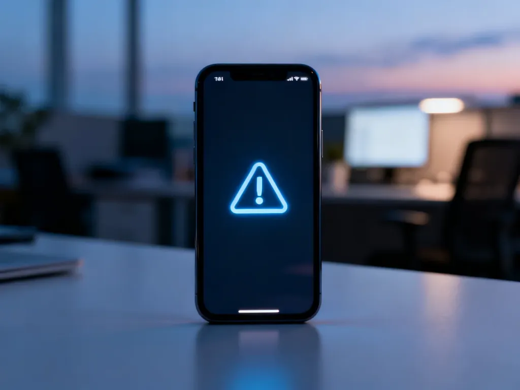 Ekran smartfona z ikoną błędu technicznego, symbolizujący problemy z działaniem usług Google Play.