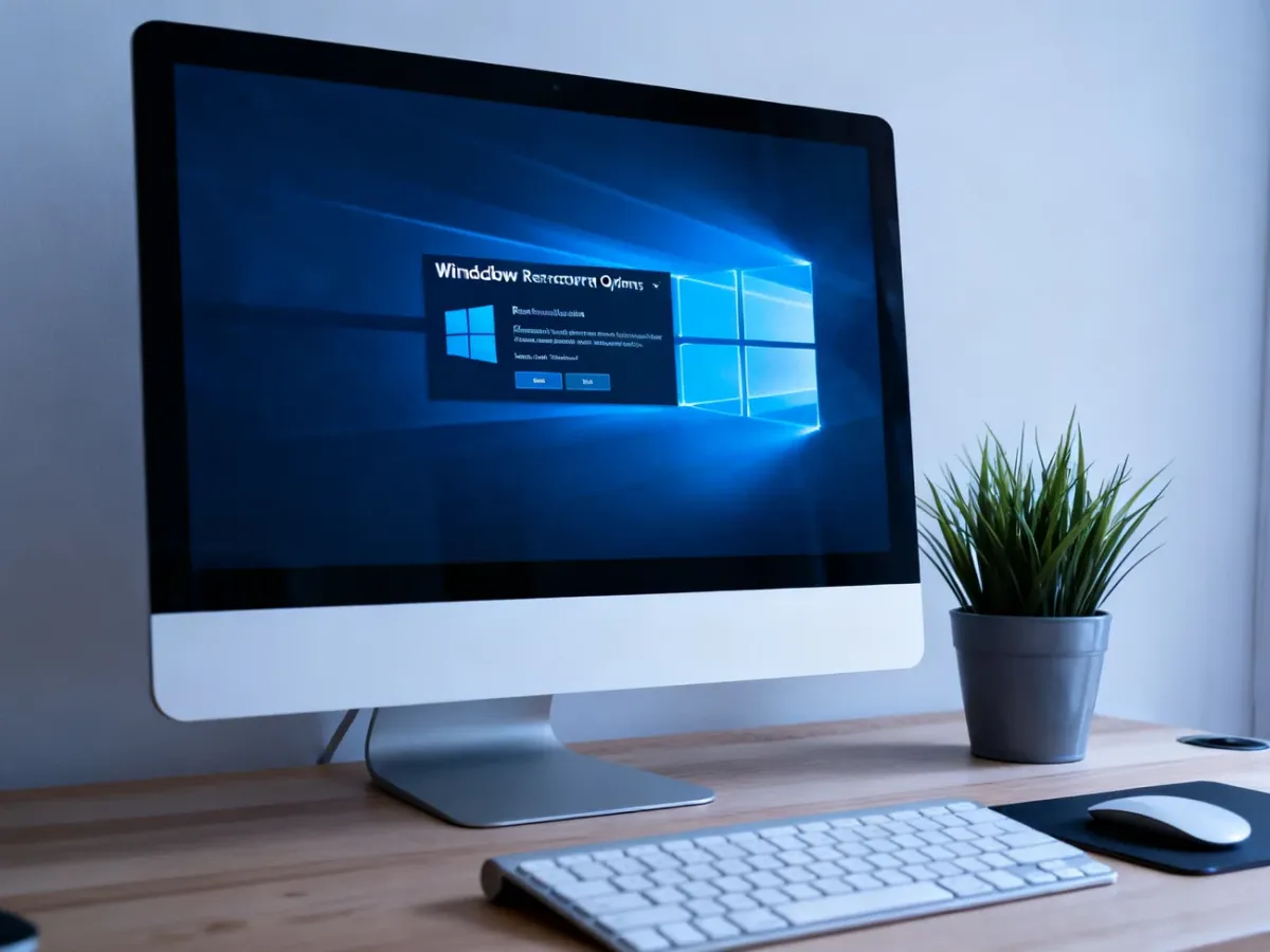 Komputer wyświetlający ekran opcji odzyskiwania systemu Windows
