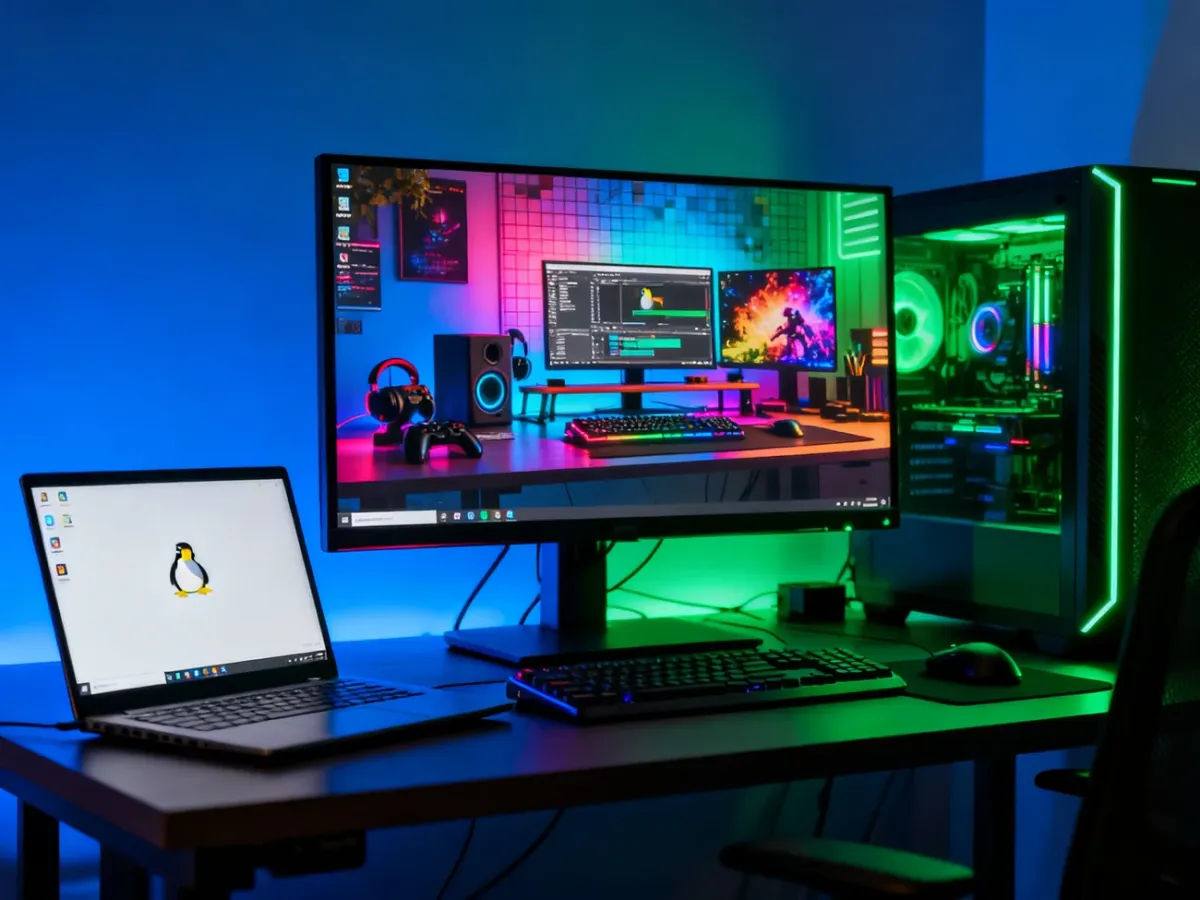 Porównanie stanowiska komputerowego z systemami Windows i Linux